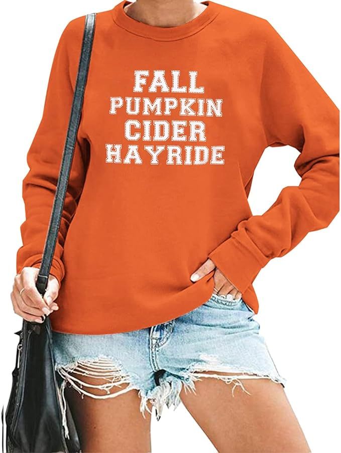 BLANCHES Pumpkin Sweatshirt Women Halloween Pullover Fall T Shirt Long Sleeve Tee Tops Holiday Bl... | Amazon (US)