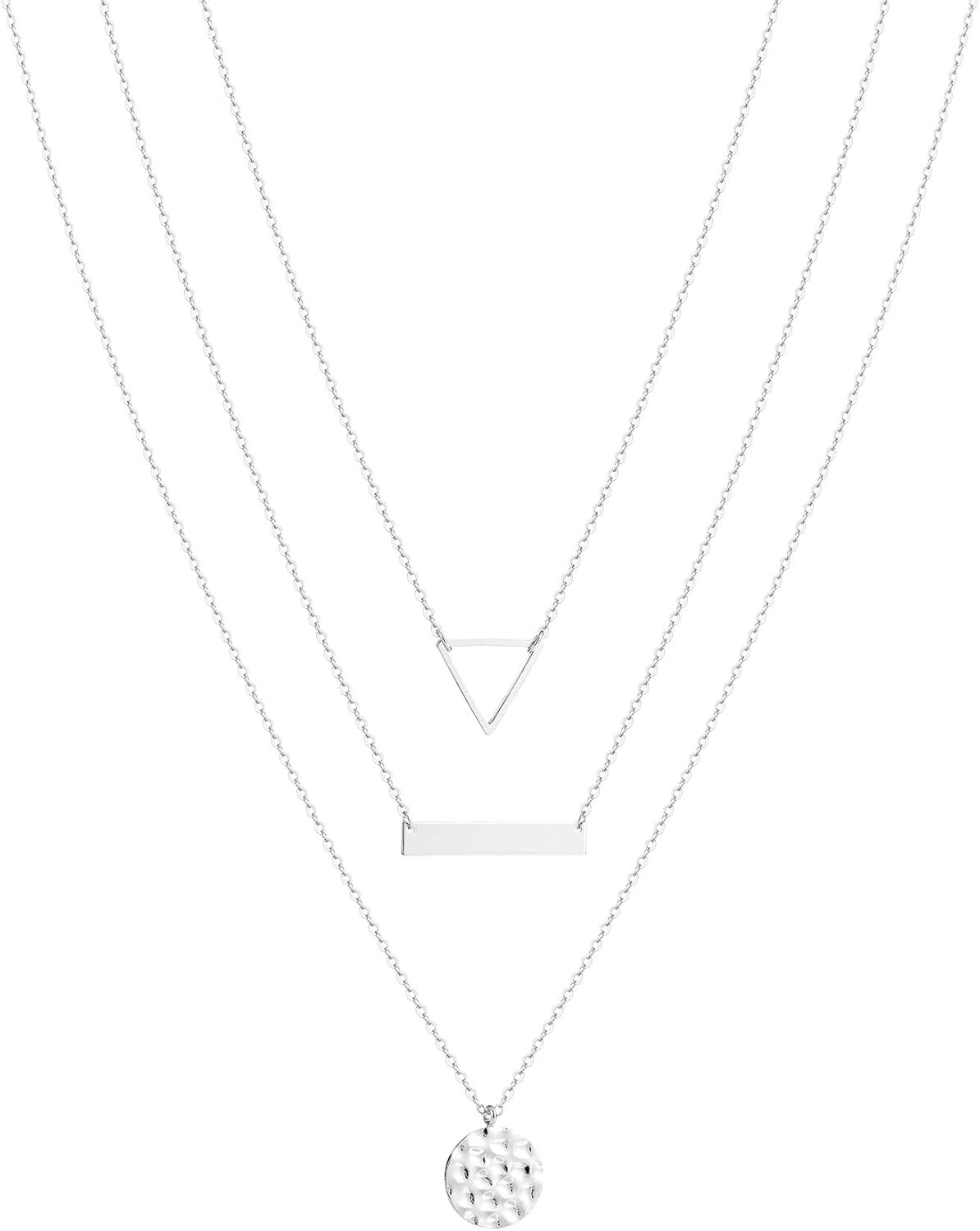 S.J JEWELRY Womens Simple Delicate Full Moon 14K Gold Plated/Rose Gold/Silver Plated Layered Pend... | Amazon (US)