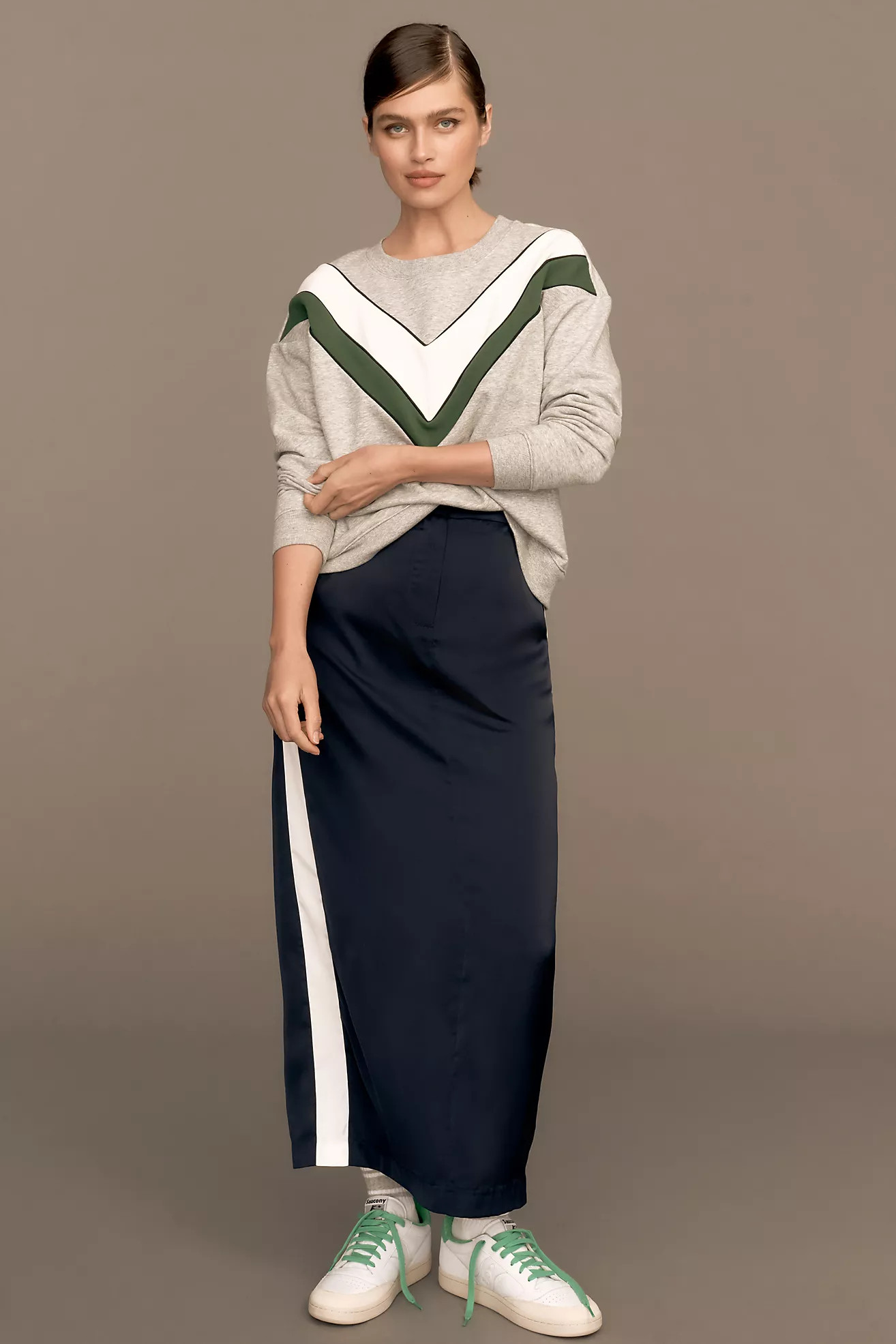 Maeve V-Striped Sweatshirt | Anthropologie (US)