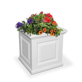 Nantucket 16 in. Square Self-Watering White Polyethylene Planter | The Home Depot