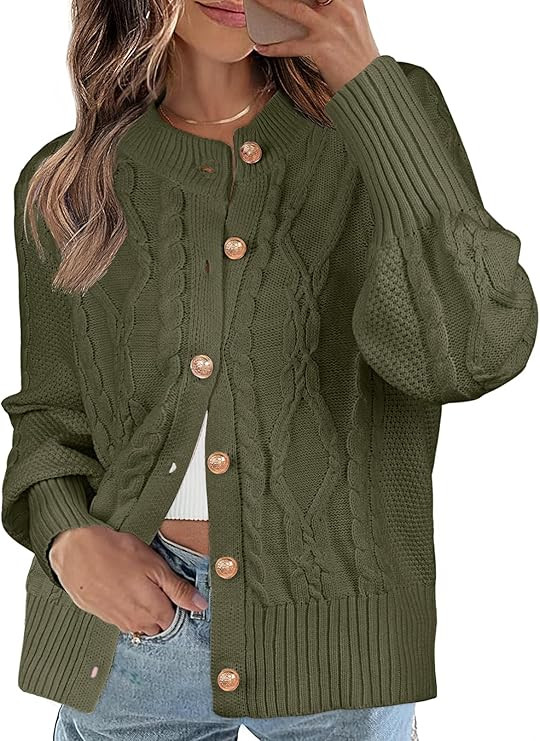 MEROKEETY Women's 2024 Fall Long Sleeve Sweater Cardigan Cable Knit Open Front Button Outwear Coa... | Amazon (US)