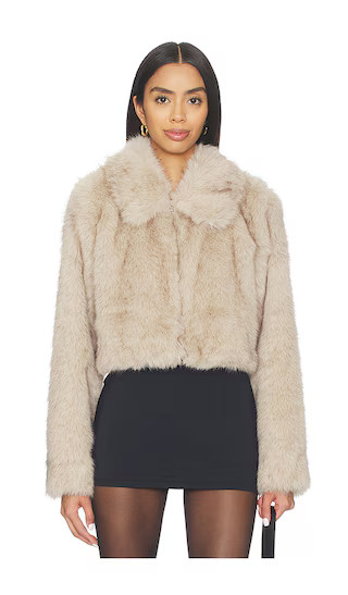 Silas Faux Fur Coat in Sand | Revolve Clothing (Global)