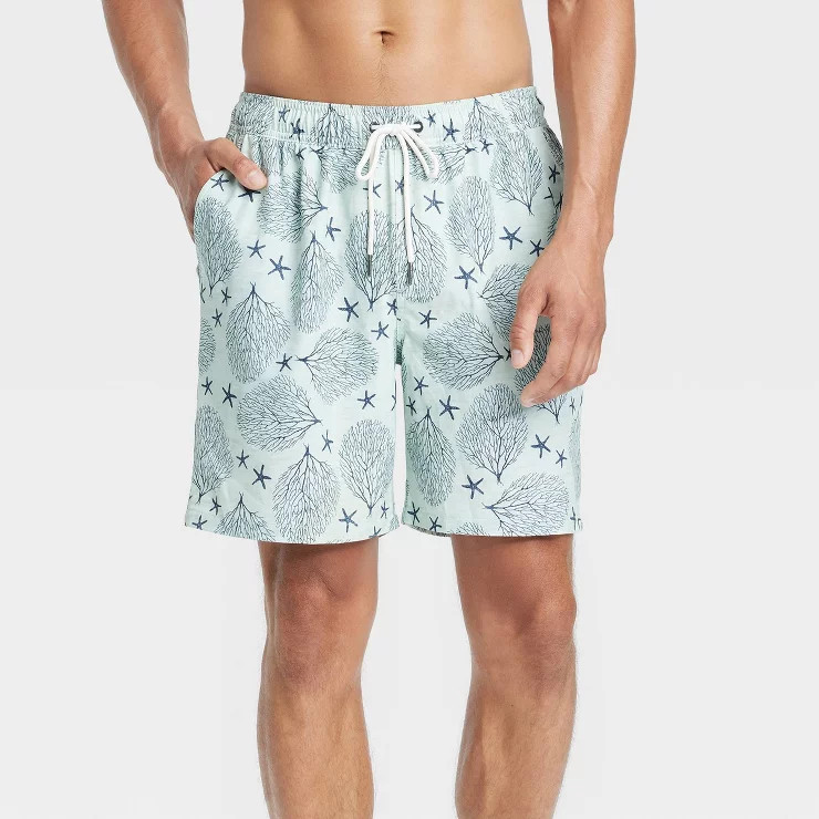 Men's 7" Coral Swim Trunk with Boxer Brief Liner - Goodfellow & Co™ Green | Target