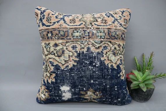 Home Decor Pillow, Turkish Pillow, Pillow Cover, 14x14 Beige Cover, Rug Pillow, Handmade Pillow, ... | Etsy (US)
