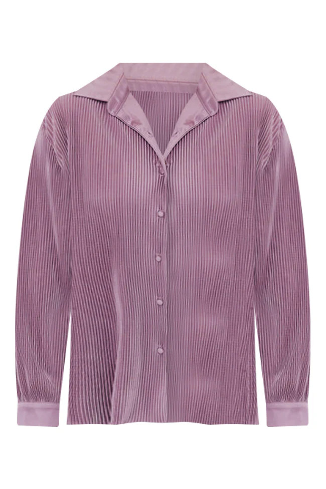 Enough For You Purple Plisse Button Front Blouse | Pink Lily