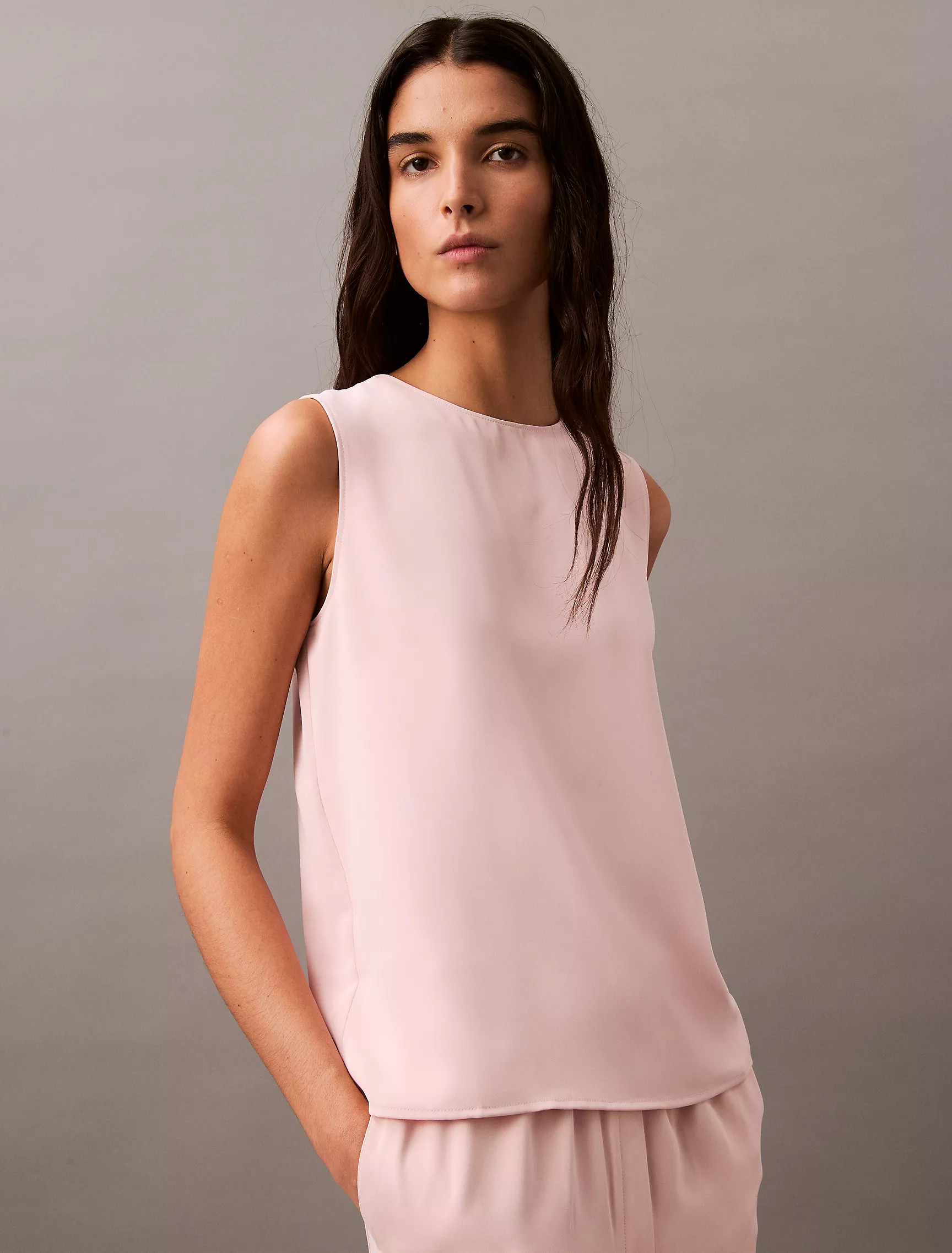 Solid Crewneck Shell Tank | Calvin Klein | Calvin Klein (US)