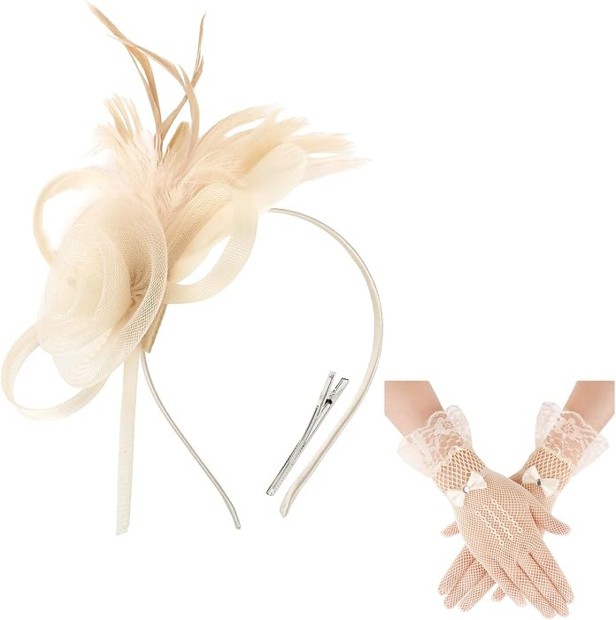 Fascinators Hats for Women and Lace Gloves Tea Party Set | Amazon (US)