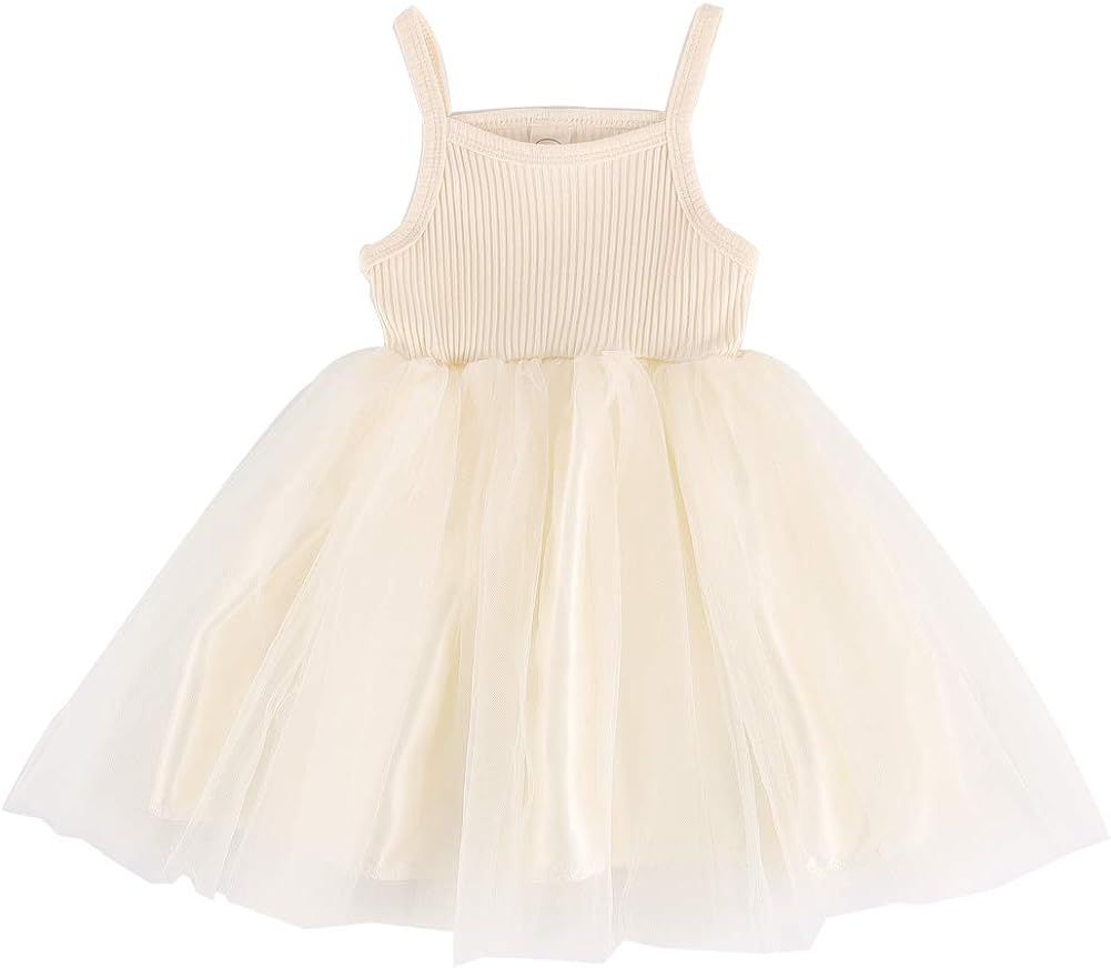 Toddler Baby Girls Tutu Dress Infant Ribbed Sleeveless Tulle Sundress Soft Fluffy Bubble Party Pr... | Amazon (US)