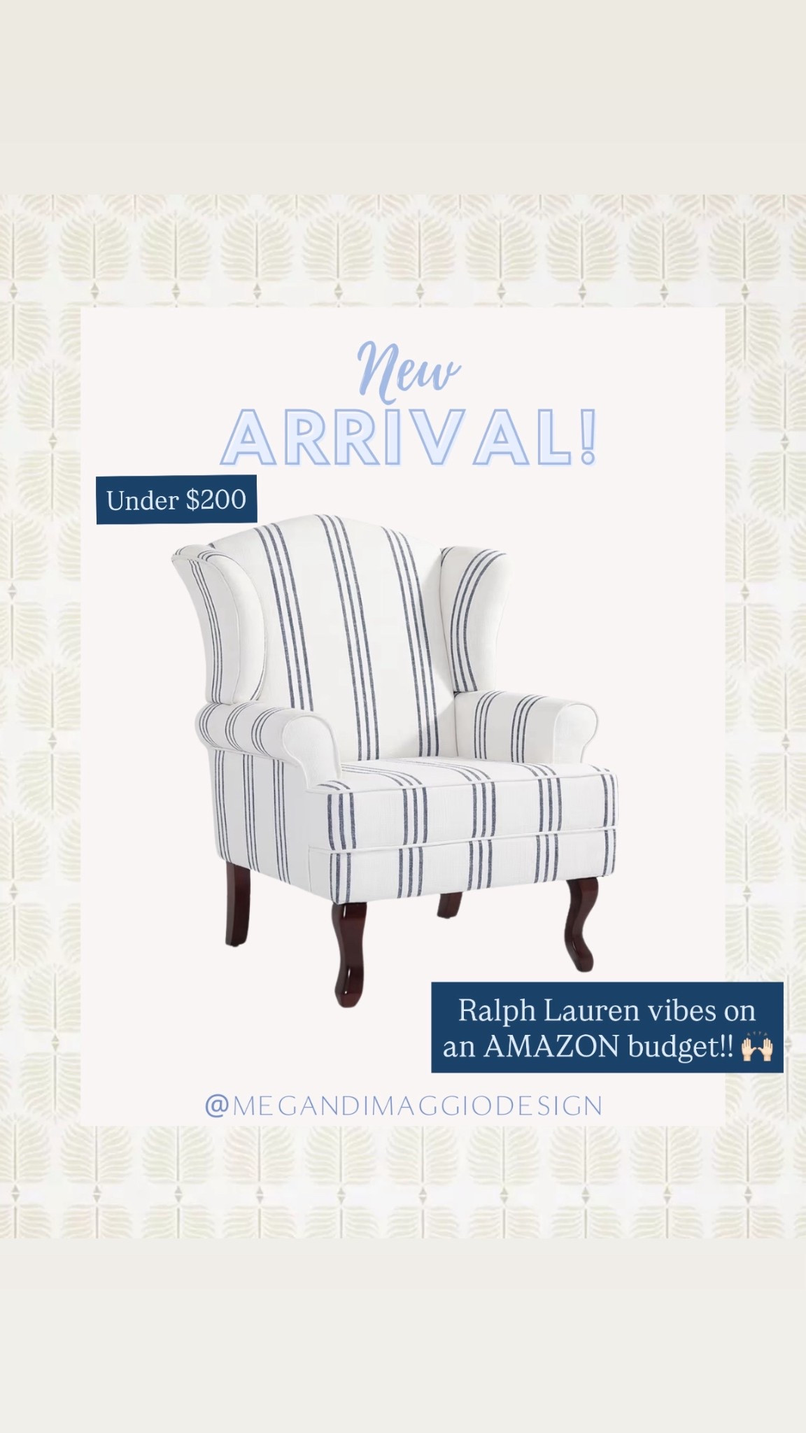 Can believe the price on this blue & white stripe wingback chair from AMAZON!! 🤯🙌🏻 Highly rated too!! Ralph lauren vibes for the coastal home! 🌊

#LTKHome #LTKSaleAlert