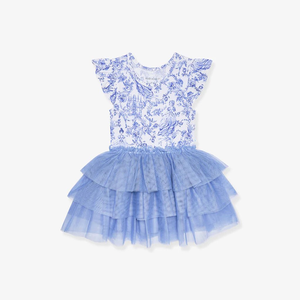 Princess Damask White Girl Toddler Tulle Dress | Briar | Posh Peanut