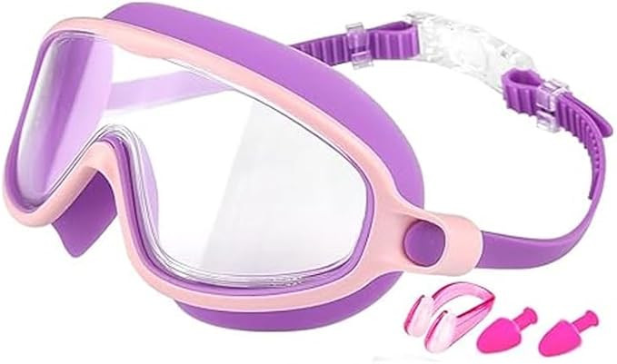 Children's Large Frame Waterproof and Anti Fog Swimming Goggles, 2025 Summer Wide View Swimming G... | Amazon (US)