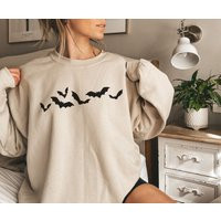 Minimalist Halloween Sweatshirt | Bats Cute Crewneck Fall Retro Shirt Apparel | Etsy (US)