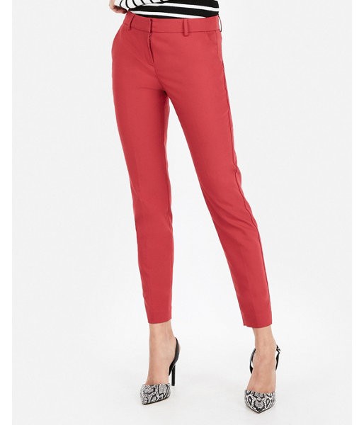 Express Womens Mid Rise Skinny Columnist Pant Red Women's 00 Short Red 00 Short | Express