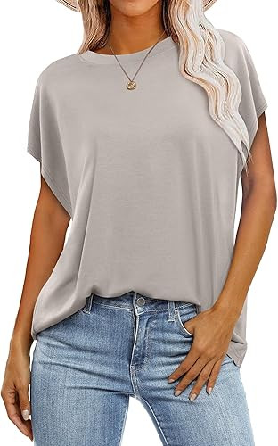 ANRABESS Women Summer Cap Short Sleeve Crew Neck Tops T-Shirts Casual Loose Basic Tee Shirts Outf... | Amazon (US)