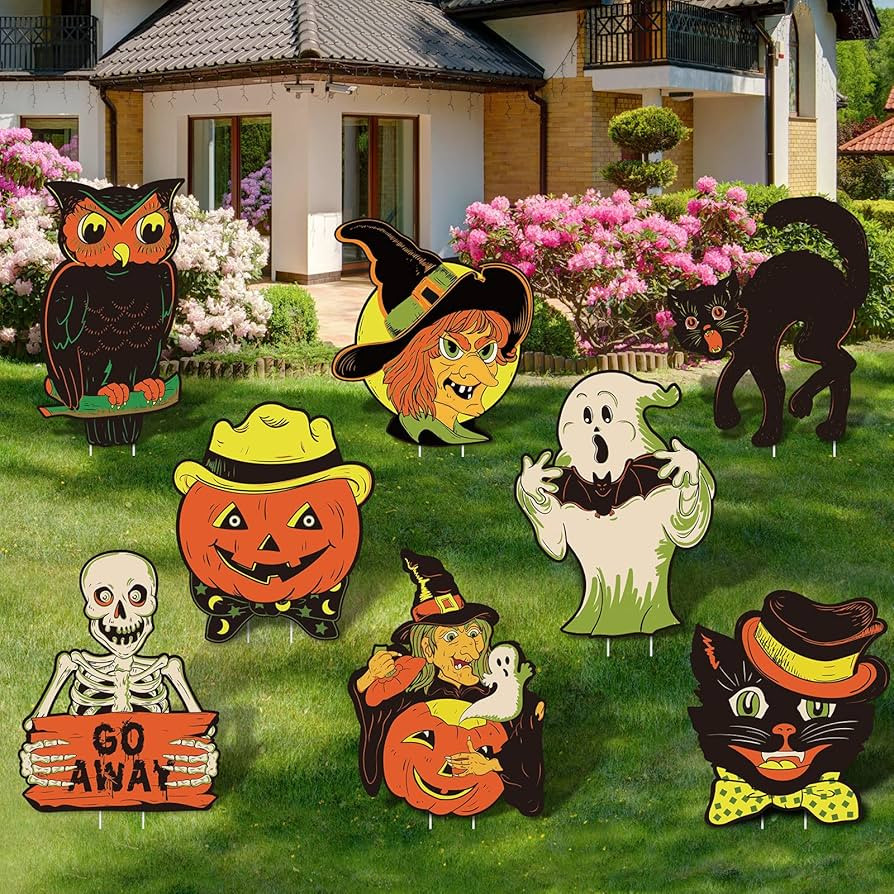 8 Pieces Halloween Yard Signs Vintage Lawn Decorations with Stakes Sturdy Corrugated Plastic Outd... | Amazon (US)