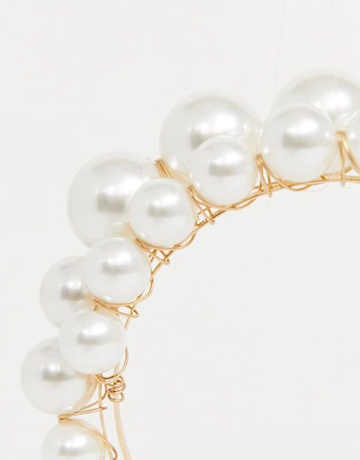 ASOS DESIGN headband with double row graduating pearls in gold tone | ASOS US