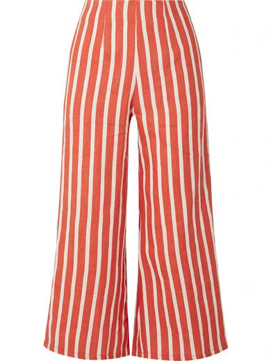 Faithfull The Brand - Tomas Cropped Striped Linen Wide-leg Pants - Brick | NET-A-PORTER (UK & EU)
