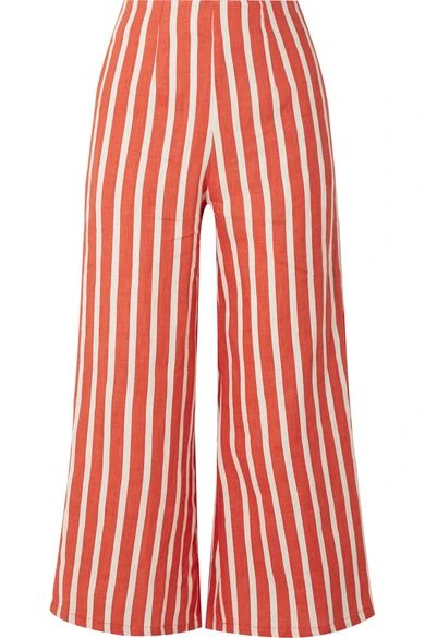 Faithfull The Brand - Tomas Cropped Striped Linen Wide-leg Pants - Brick | NET-A-PORTER (UK & EU)