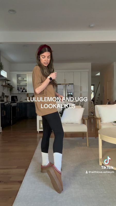 Lululemon lookalike leggings (wearing a m, which is comparable to a lulu 6, true to size)
Ugg tazz lookalike slippers (wearing a 6, true to size)

#LTKVideo #LTKSeasonal #LTKfindsunder50