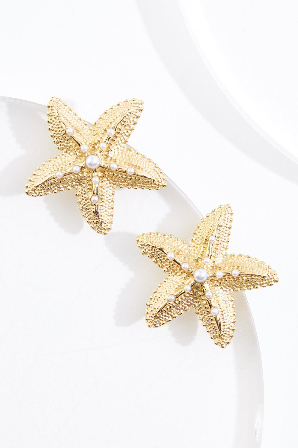 Waterproof Starfish Pearl Earrings | Cato Fashions