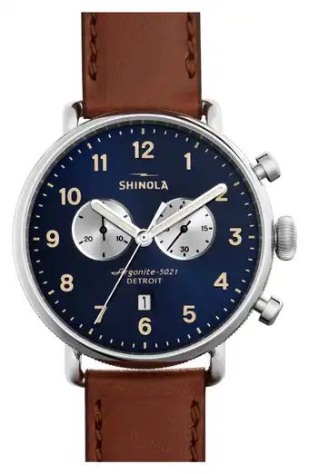 The Runwell Leather Strap Watch, 47mm | Nordstrom