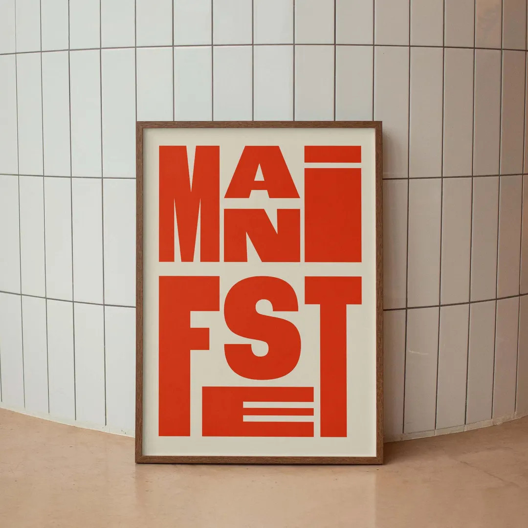 Manifest Modern Typography Poster Trendy Motivational Wall Art, Bold Type Aesthetic Decor for Hom... | Etsy (US)