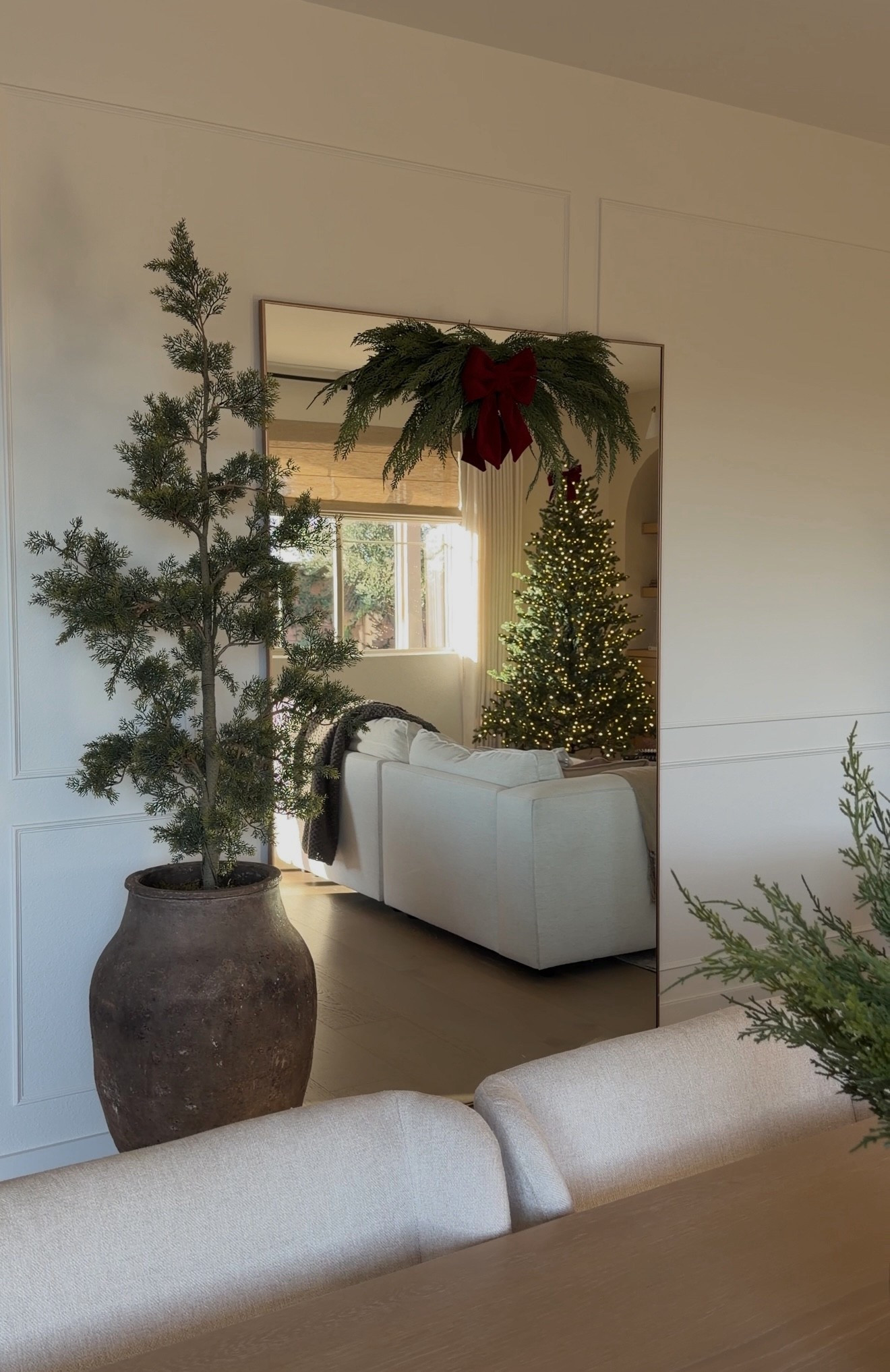 Gold accents and organic greenery for a timeless holiday look 🌲❤️✨

Mirror size: 80"L x 48"W

gold floor mirror, arched gold mirror, full length gold mirror, brass mirror, vintage gold mirror, holiday swag garland, Christmas swag garland, faux greenery garland, mantel garland, cedar swag garland

#goldmirror #holidaydecor #organicmodernhome #christmasdecor #neutralchristmas #vintagemirror #holidaystyling #christmasgreenery #homedecorfinds #goldaccents #manteldecor 

#LTKStyleTip 

#LTKSaleAlert #LTKHome