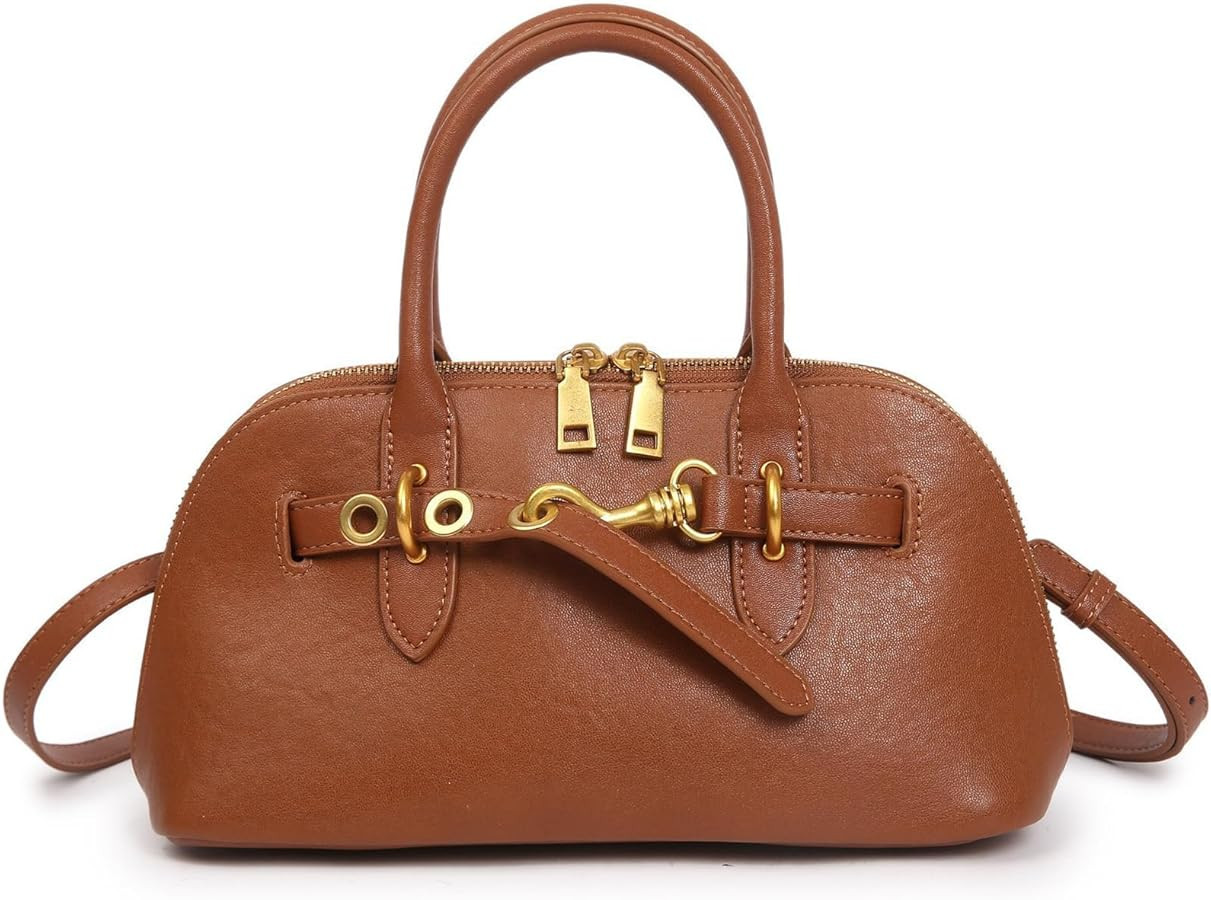 Genuine Leather Crossbody Purse for Women | Structured Top Handle Satchel Shoulder Bag with Adjus... | Amazon (CA)