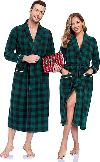 EA'S SECRET Matching Christmas Robes for Couples Plush Fleece Robe Full Length Warm Long Bathrobe... | Amazon (US)