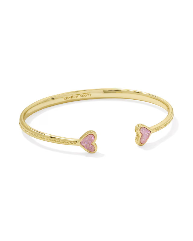 Framed Ari Heart Gold Cuff Bracelet in Light Pink Drusy | Kendra Scott