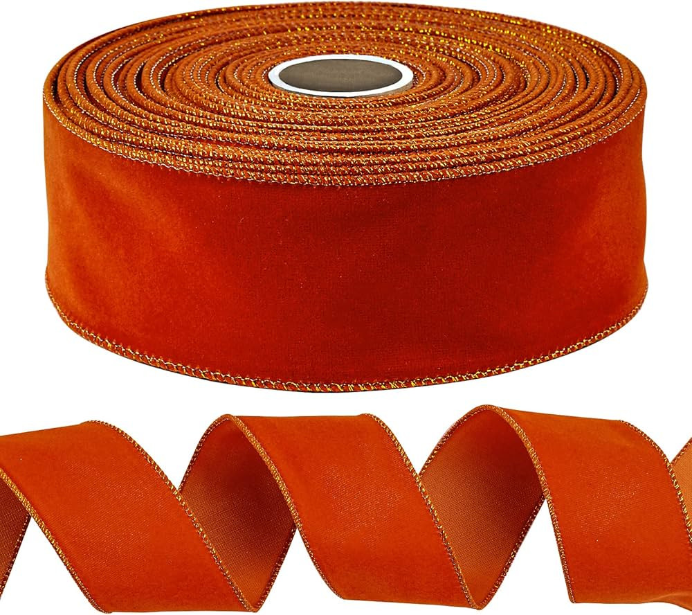 LaRibbons Wired Holiday Ribbon - 2.5 Inch by 25 Yards Crushed Velvet Wired Edge Ribbons for Chris... | Amazon (US)