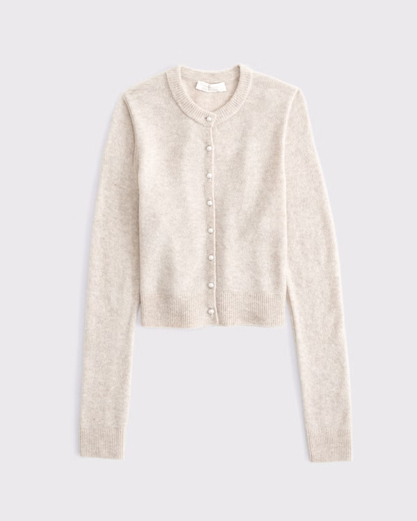 Merino Wool-Blend Shrunken Crew Cardigan | Abercrombie & Fitch (US)