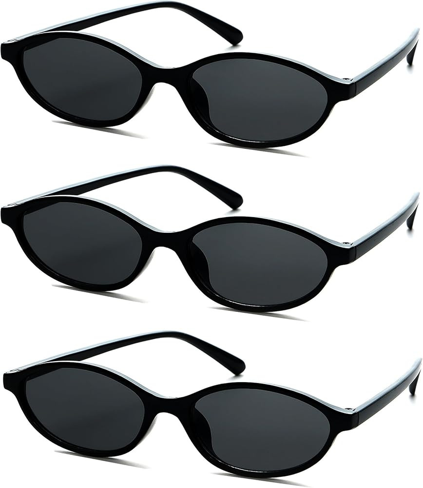 3 Stück Oval Sonnenbrille Set Damen,Vintage Cateye Sonnenbrillen Neon Lustige Schmal Brillen fü... | Amazon (DE)