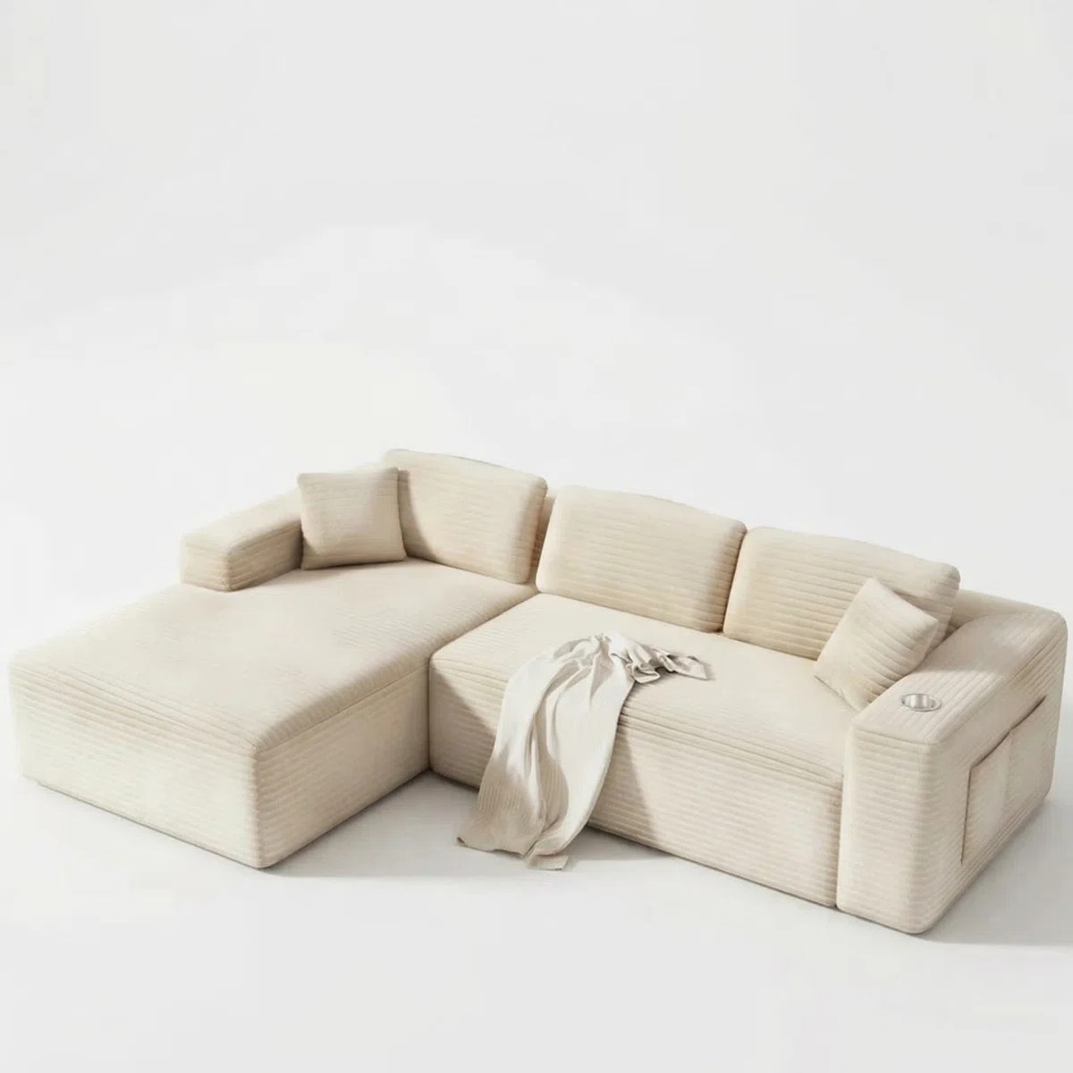 108" Cloud Modular Sectional Sofa With Chaise, Deep Seat Corduroy Boneless Couches With 4 Storage... | Wayfair North America