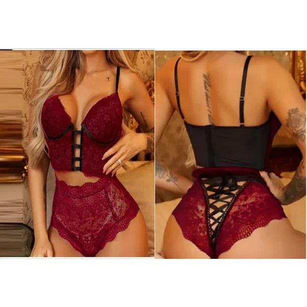 Binpure Women Sexy Lingerie Set Female Lace Bra and High-waisted Panty Set 2 Piece Outfits Set - ... | Walmart (US)