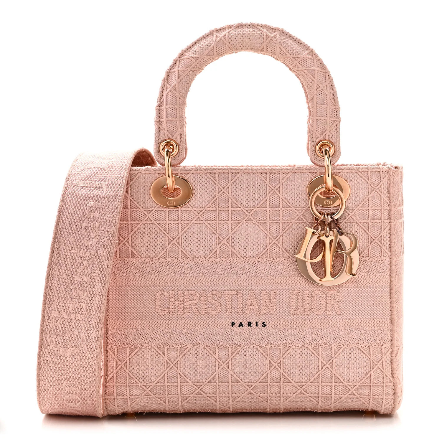 Canvas Embroidered Medium Lady D-Lite Bois De Rose | FASHIONPHILE (US)