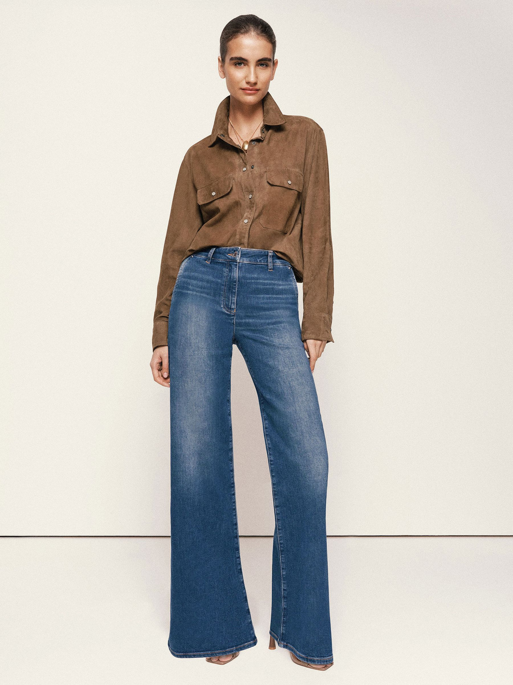 Reiss Wide-Leg Jeans in Mid Blue - REISS | Reiss UK