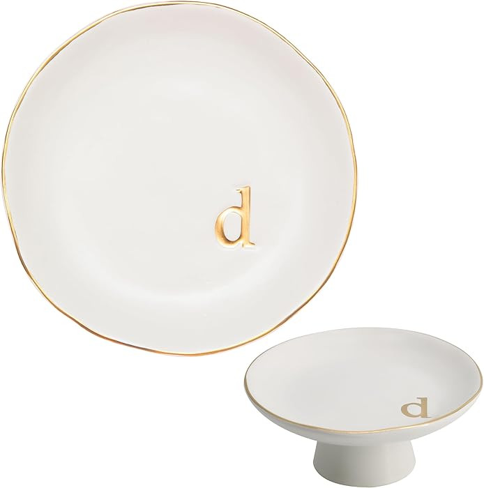 COLLECTIVE HOME - Ceramic Jewelry Tray, Decorative Monogram Jewelry Dish, Luxurious Trinket Tray ... | Amazon (US)