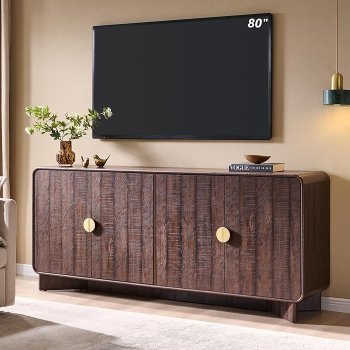 IFGET 70" Modern TV Stand for TVs Up to 80 inches, 30" Tall Entertainment Center with Storage and... | Amazon (US)
