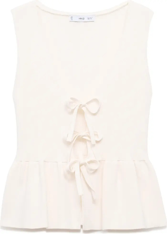 MANGO Parise Tie Front Sleeveless Sweater | Nordstrom | Nordstrom