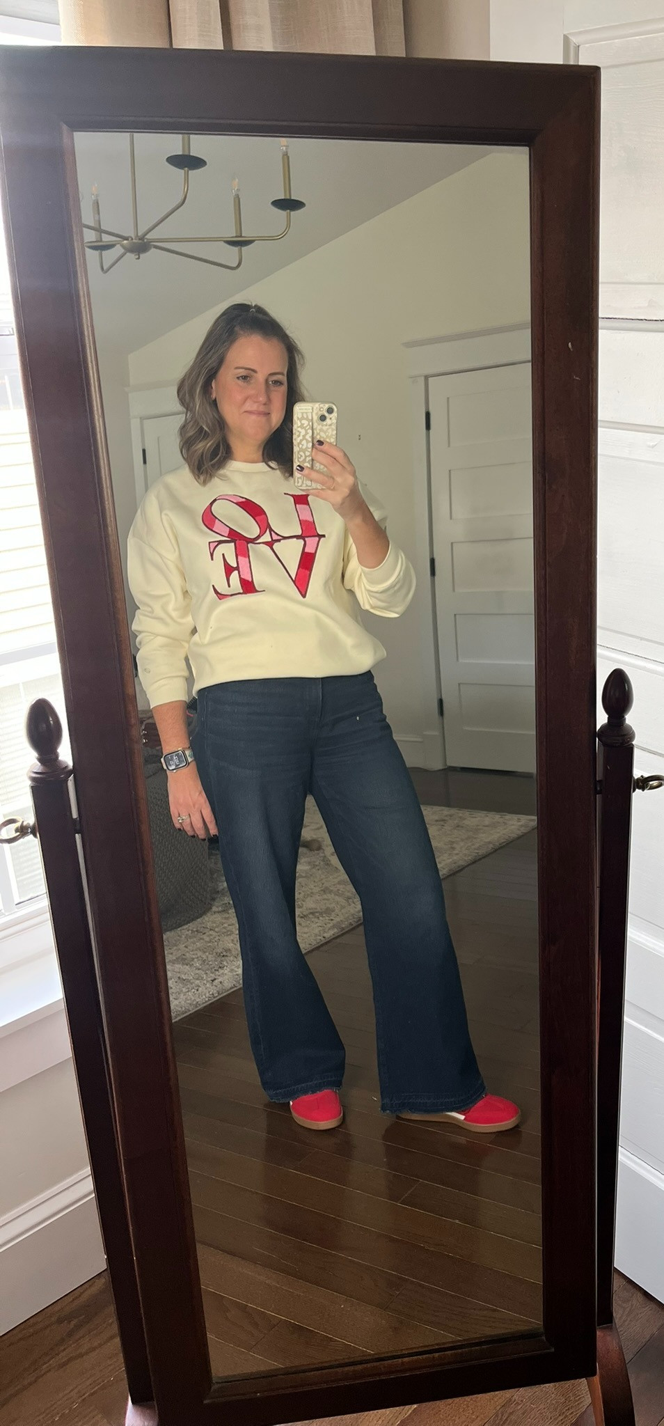Ready for Valentine's Day with this LOVE sweatshirt and red shoes.  

 

#LTKSeasonal