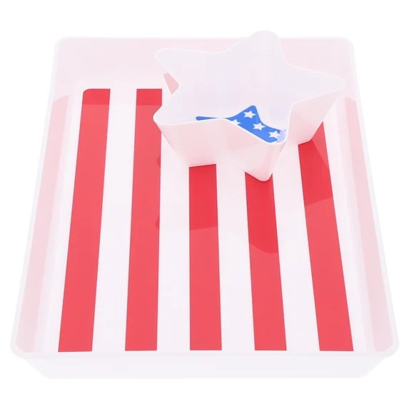Stars and Stripes Serving Set, Red/White/Blue, 2 Pieces, Patriotic by Way To Celebrate | Walmart (US)