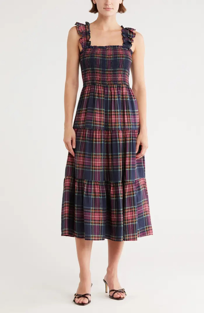 Plaid Ruffle Midi Dress | Nordstrom Rack