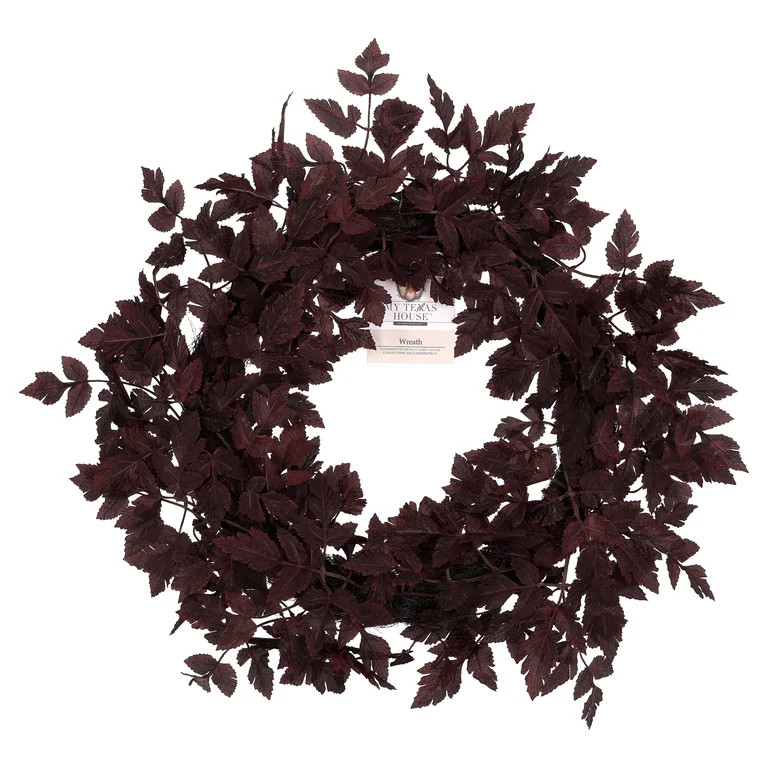 My Texas House Halloween Layered Foliage Wreath, Plum, 24" | Walmart (US)
