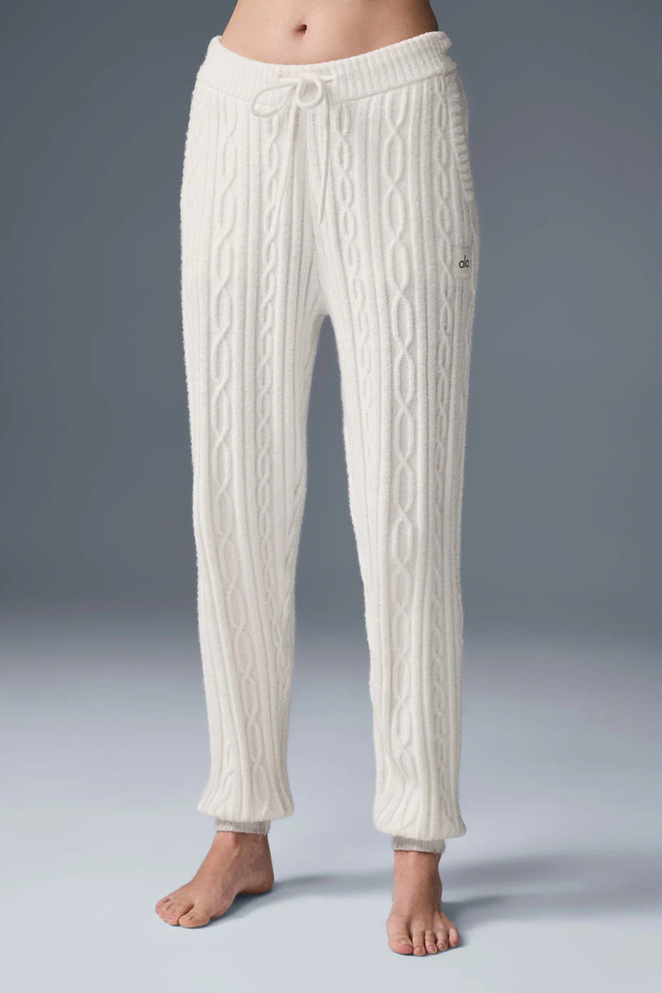 Alo YogaÂ® | Cable Knit Winter Bliss Pants in Ivory White, Size: Large | Alo Yoga (US)