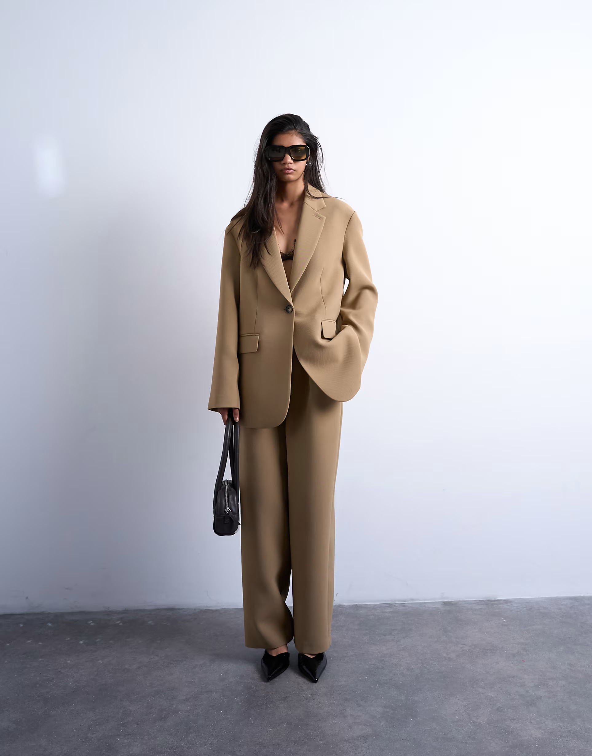 Topshop co ord oversized slouchy blazer in taupe | ASOS | ASOS (Global)