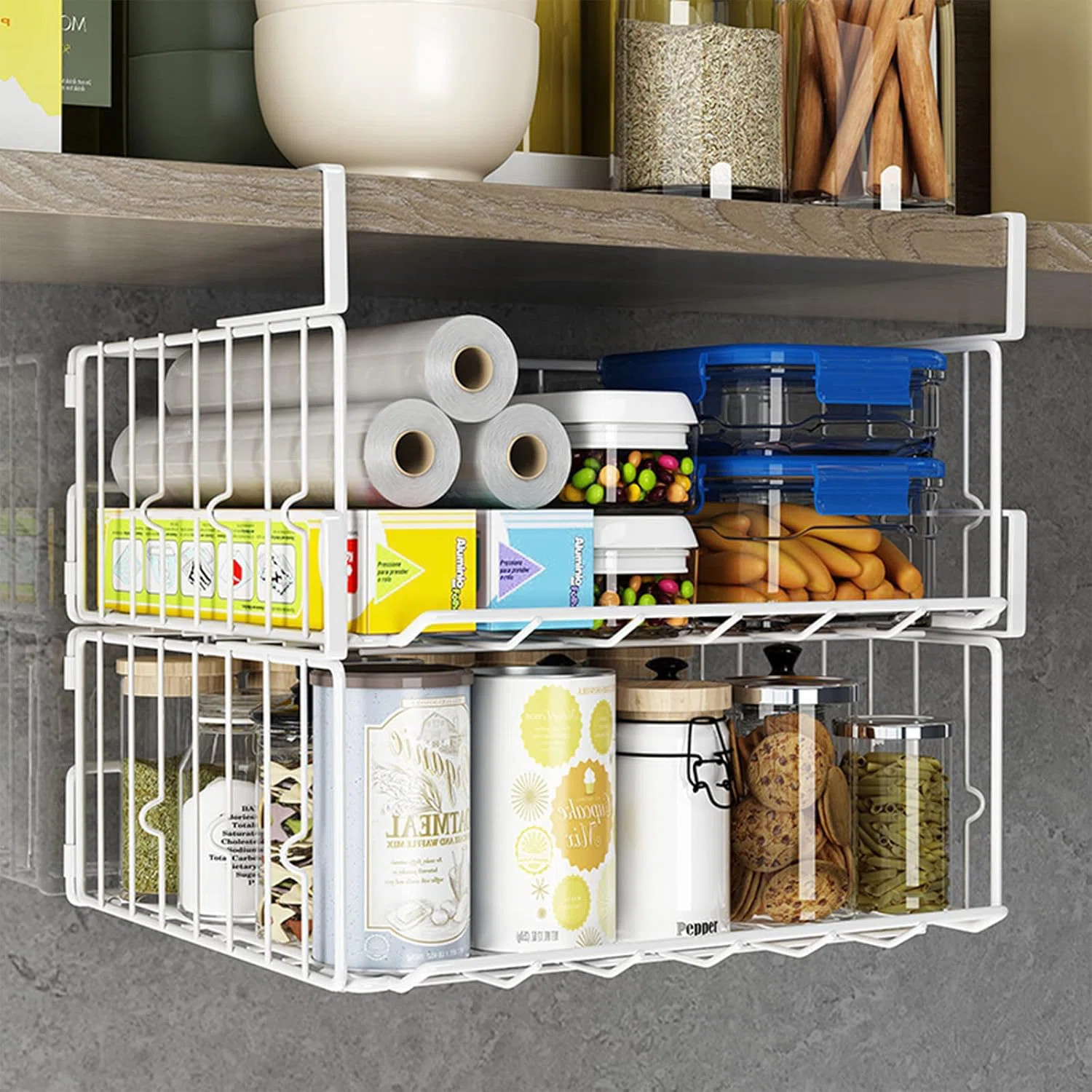 Under Shelf Basket Storage 2Pack, Steel Under Shelf Hanging Wire Baskets Shelves For Laundry Room... | Wayfair North America