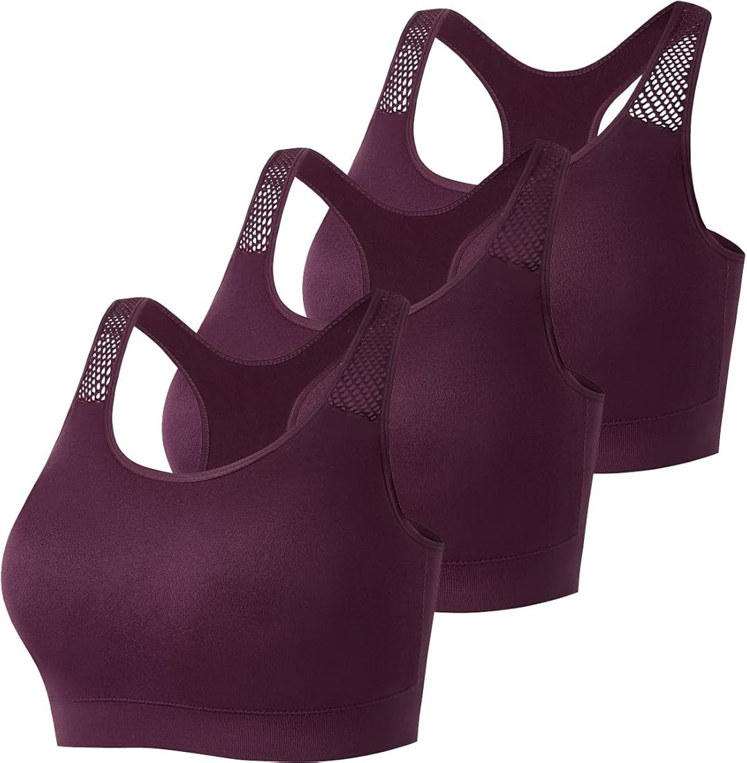 Sports Bras for Women Medium Impact Support Workout Racerback Seamless Gym Activewear Running Fit... | Amazon (US)