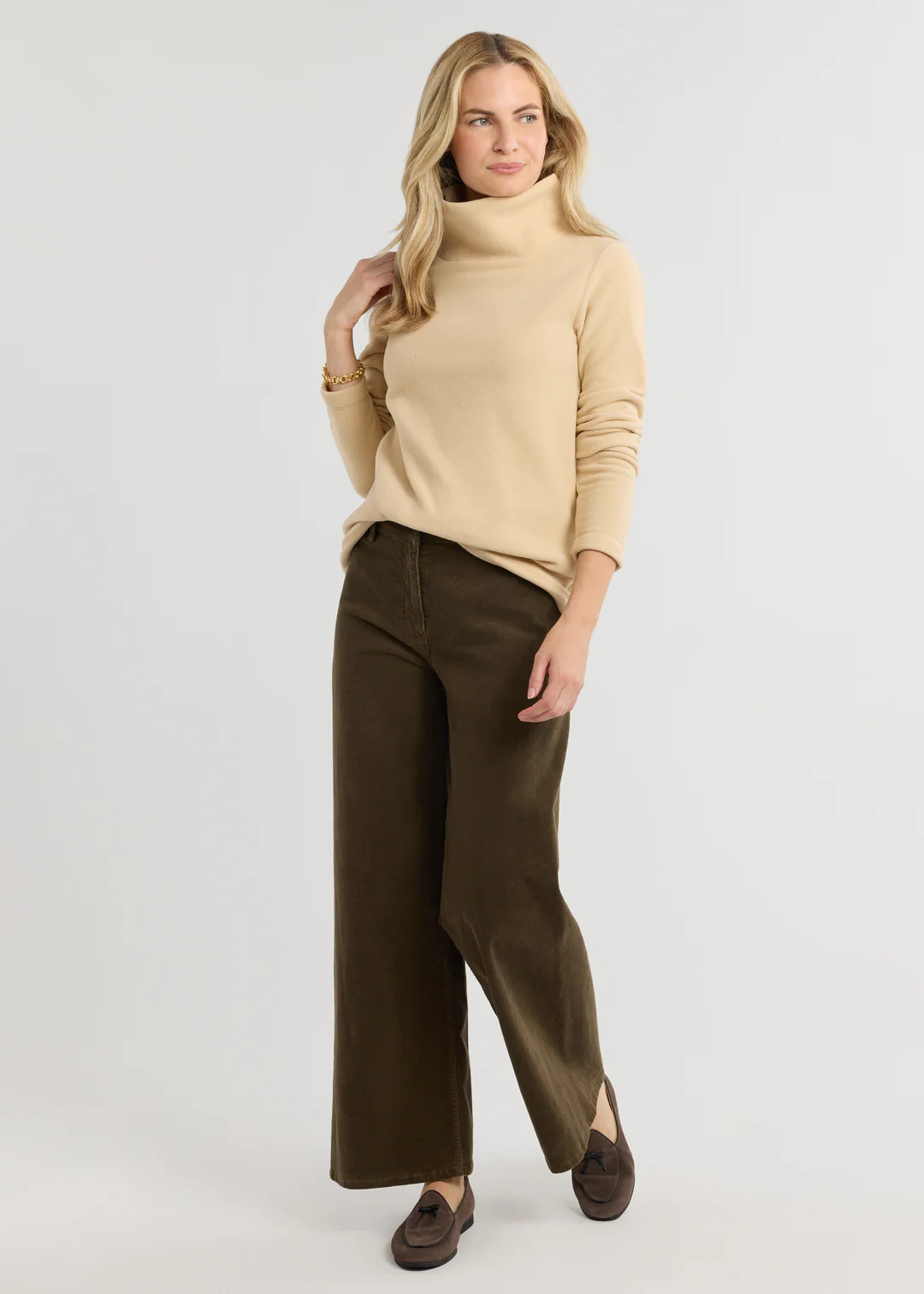 Greenpoint Turtleneck in Vello Fleece (Hazelnut) | Dudley Stephens