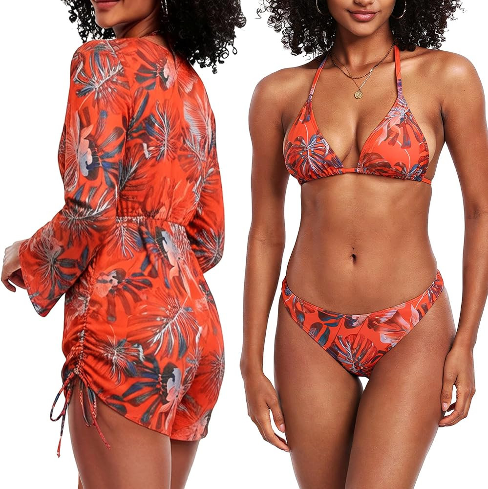 Women's Halter String Triangle Bikini Sets High Cut 2 Piece Bikini Swimsuit | Amazon (US)